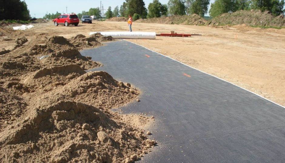 Geosynthetics are largely used in pavement construction. Picture courtesy of Afitexinov